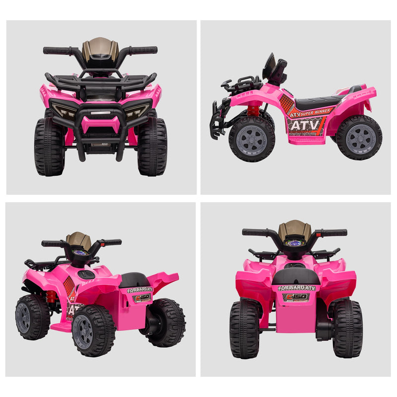 6V Battery-Powered Kids Ride-On Pink Quad Four-Wheeler ATV Toy with Music Magic Cars 9
