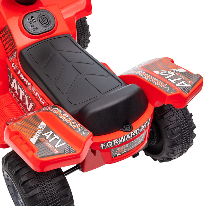 6V Battery-Powered Kids Ride-On Red Quad ATV with Music Toy Magic Cars 10