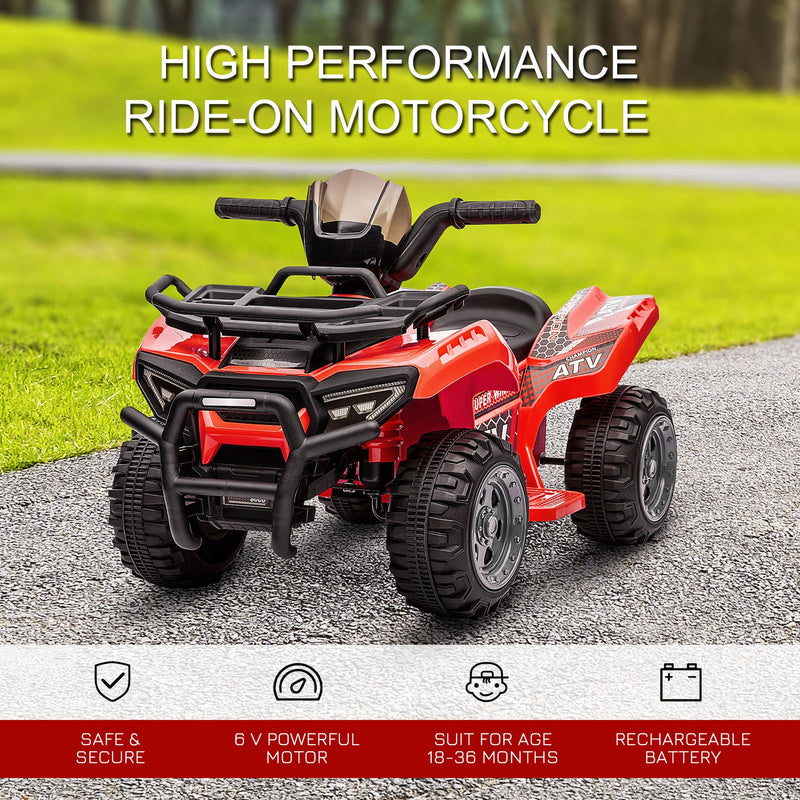 6V Battery-Powered Kids Ride-On Red Quad ATV with Music Toy Magic Cars 4