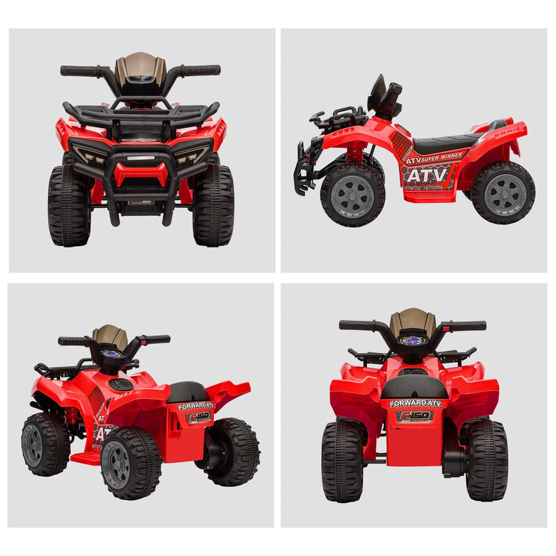 6V Battery-Powered Kids Ride-On Red Quad ATV with Music Toy Magic Cars 9