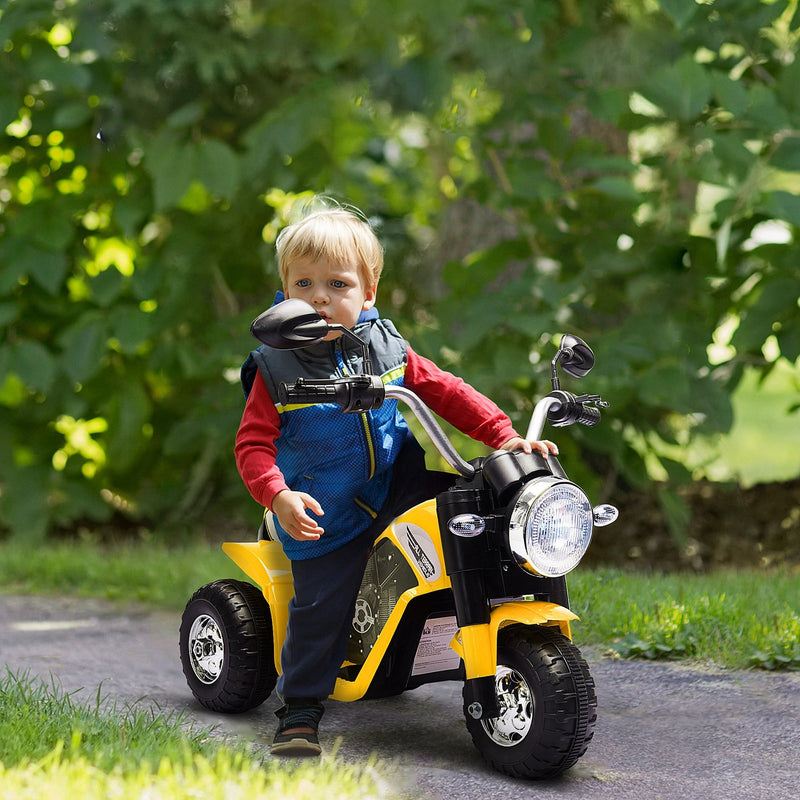 Electric 6V Yellow Ride-On Motorcycle Toy for Kids 18-36 Months Battery Powered Magic Cars 0