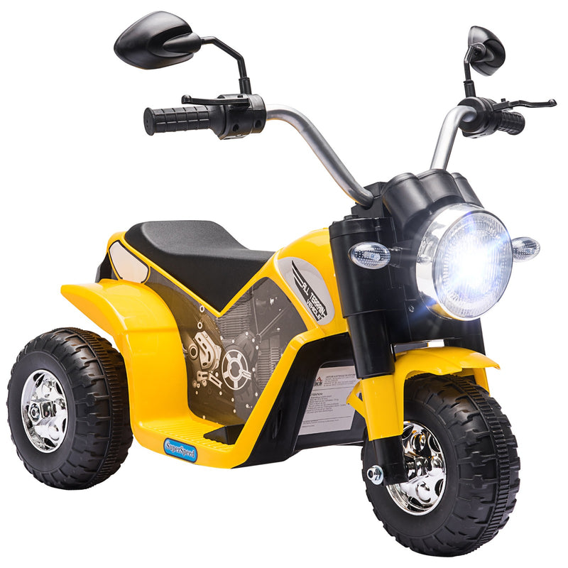 Electric 6V Ride-On Motorcycle Toy for Kids 18-36 Months Yellow Battery Powered Magic Cars 0