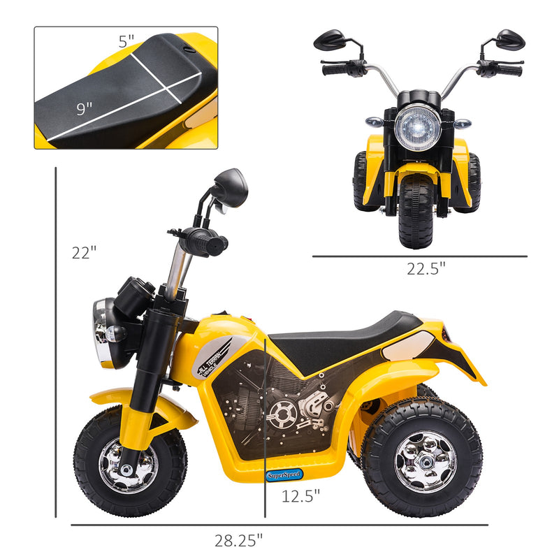 Electric 6V Ride-On Motorcycle Toy for Kids 18-36 Months Yellow Battery Powered Magic Cars 2