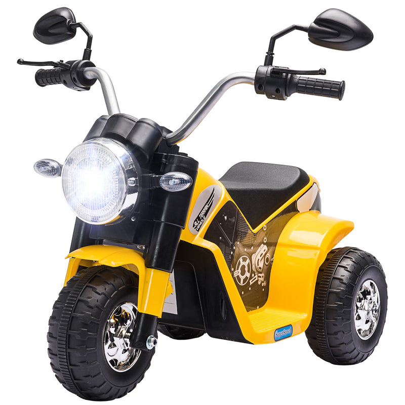 Electric 6V Ride-On Motorcycle Toy for Kids 18-36 Months Yellow Battery Powered Magic Cars 3