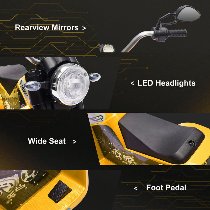 Electric 6V Ride-On Motorcycle Toy for Kids 18-36 Months Yellow Battery Powered Magic Cars 5