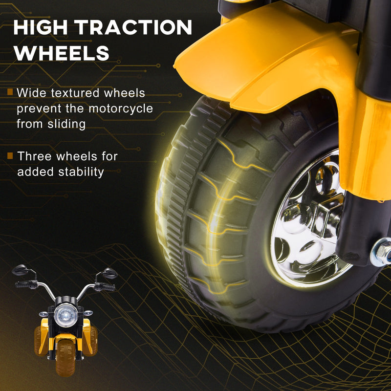 Electric 6V Ride-On Motorcycle Toy for Kids 18-36 Months Yellow Battery Powered Magic Cars 6