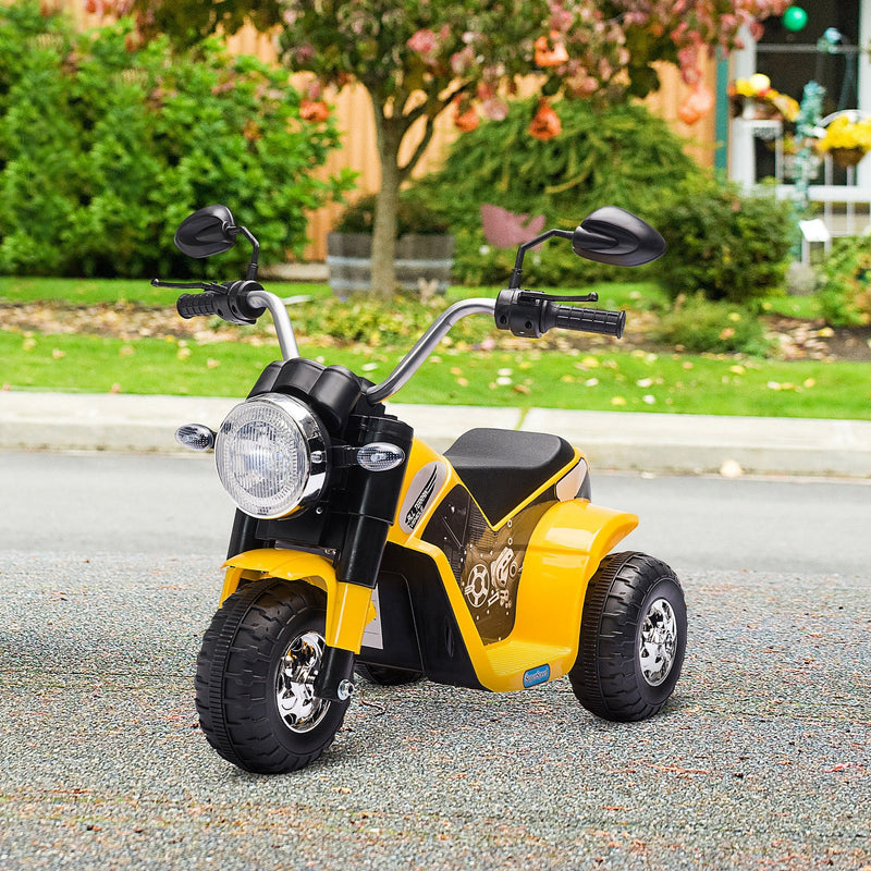 Electric 6V Ride-On Motorcycle Toy for Kids 18-36 Months Yellow Battery Powered Magic Cars 8