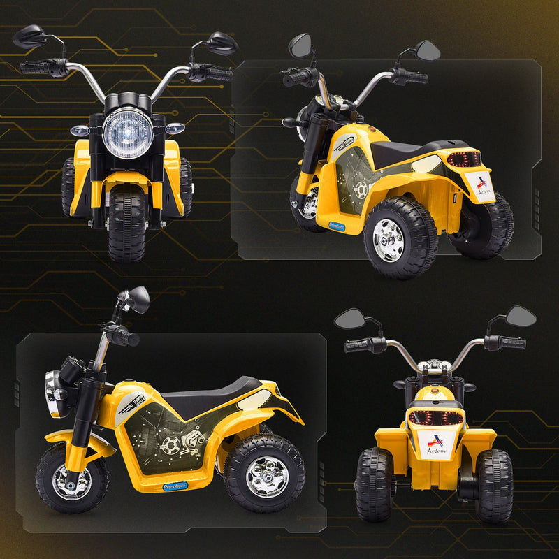 Electric 6V Ride-On Motorcycle Toy for Kids 18-36 Months Yellow Battery Powered Magic Cars 9