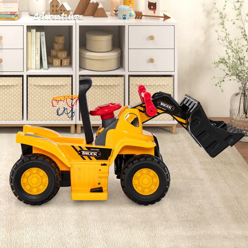 6V Electric Kids Ride-On Bulldozer Truck Toy with Storage and Adjustable Bucket Magic Cars 2
