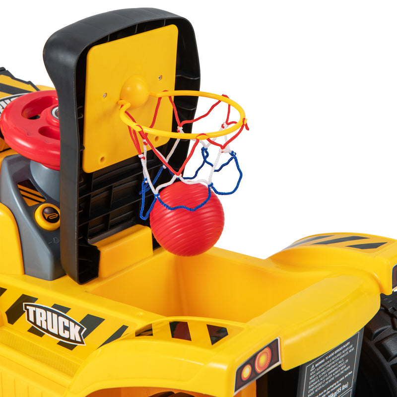 6V Kids Electric Excavator Tractor Ride-On with Storage Compartment and Basketball Hoop Magic Cars 10