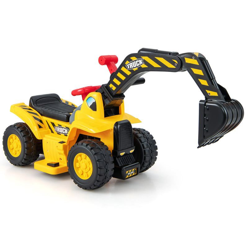 6V Kids Electric Excavator Tractor Ride-On with Storage Compartment and Basketball Hoop Magic Cars 11