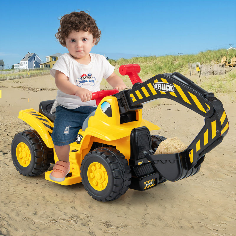6V Kids Electric Excavator Tractor Ride-On with Storage Compartment and Basketball Hoop Magic Cars 2