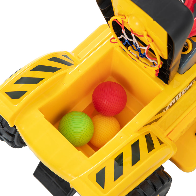 6V Kids Electric Excavator Tractor Ride-On with Storage Compartment and Basketball Hoop Magic Cars 9