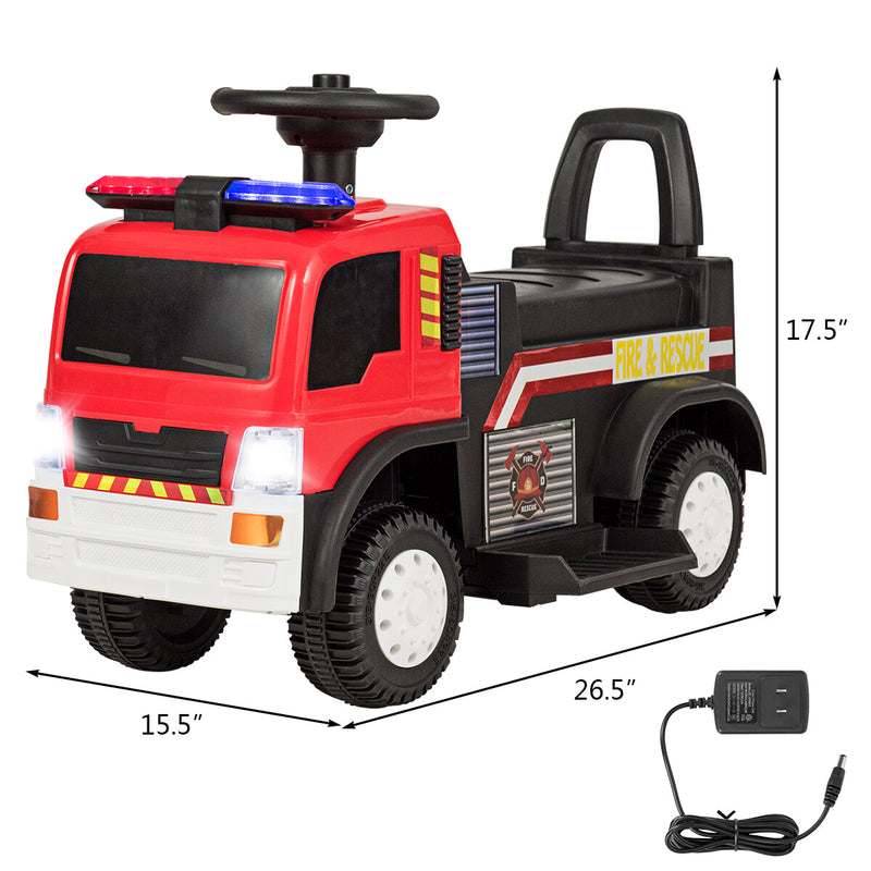 6V Battery-Powered Kids Ride-On Fire Truck with Siren, Lights, and Music Magic Cars 1
