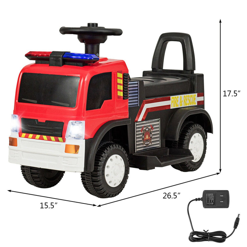 6V Battery-Powered Kids Ride-On Fire Engine Truck with Siren Magic Cars 1