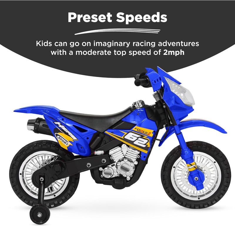 Kids 6V Ride-On Motorcycle with Treaded Tires, Working Headlights, and 2 MPH Speed Magic Cars 2