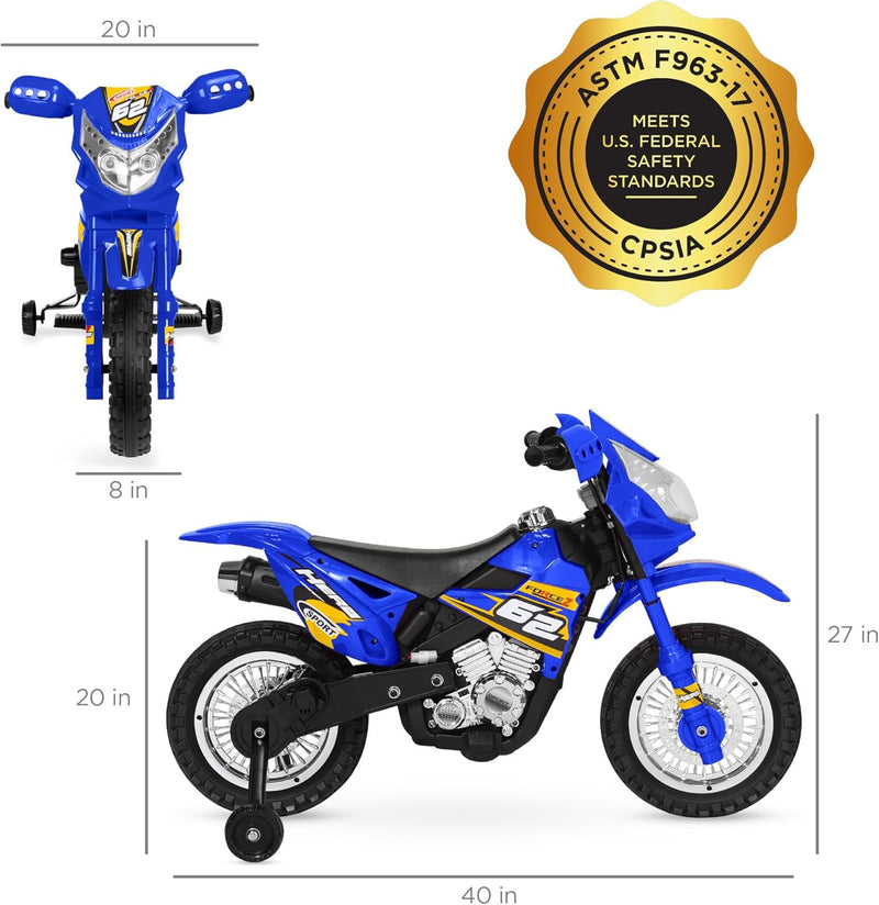 Kids 6V Ride-On Motorcycle with Treaded Tires, Working Headlights, and 2 MPH Speed Magic Cars 6