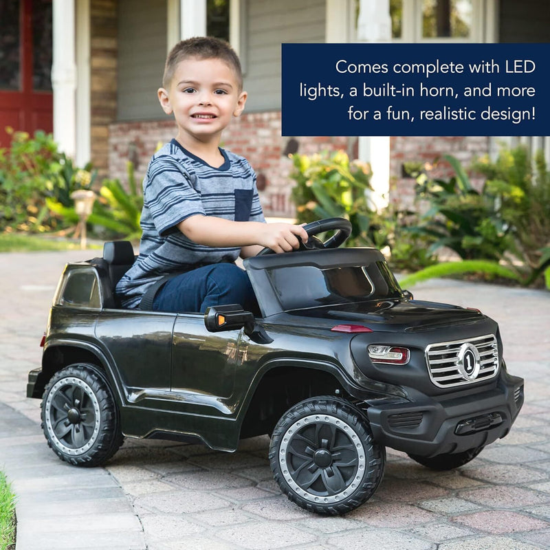 Kids 6V Ride-On Truck with Parent Remote Control, 3 Speeds, LED Lights, Black Magic Cars 1