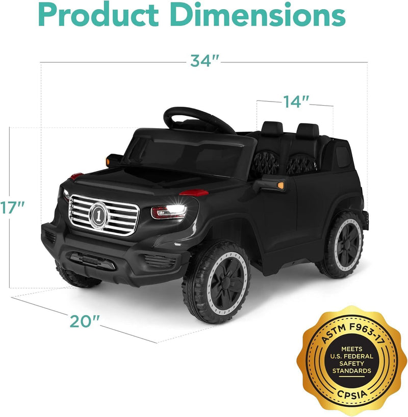Kids 6V Ride-On Truck with Parent Remote Control, 3 Speeds, LED Lights, Black Magic Cars 6