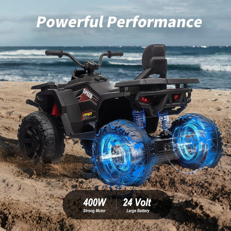 Kids Electric 24V 4-Wheeler ATV Ride-On Quad with 400W Motor and 2-Seater Design Magic Cars 4