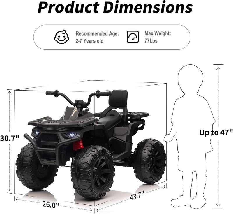Kids Electric 24V 4-Wheeler ATV Ride-On Quad with 400W Motor and 2-Seater Design Magic Cars 7