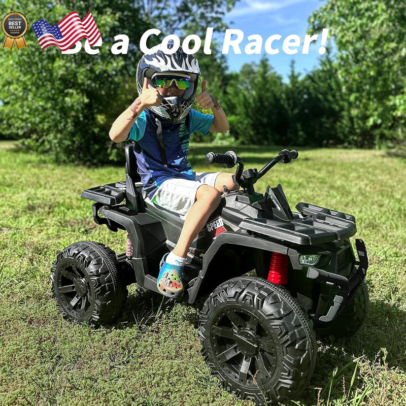 24V Kids 4-Wheeler ATV Ride-On Toy Car with 400W Motor for Older Kids Black Magic Cars 1