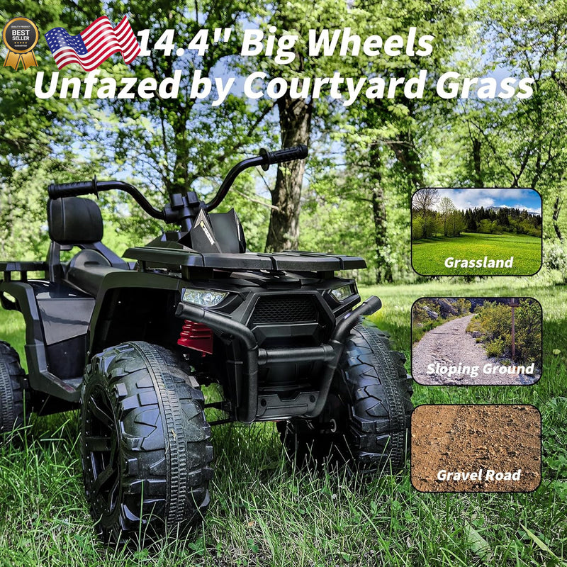 24V Kids 4-Wheeler ATV Ride-On Toy Car with 400W Motor for Older Kids Black Magic Cars 3