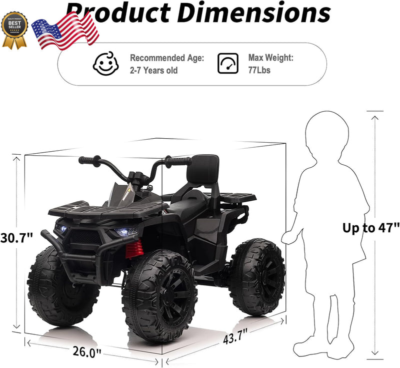 24V Kids 4-Wheeler ATV Ride-On Toy Car with 400W Motor for Older Kids Black Magic Cars 5