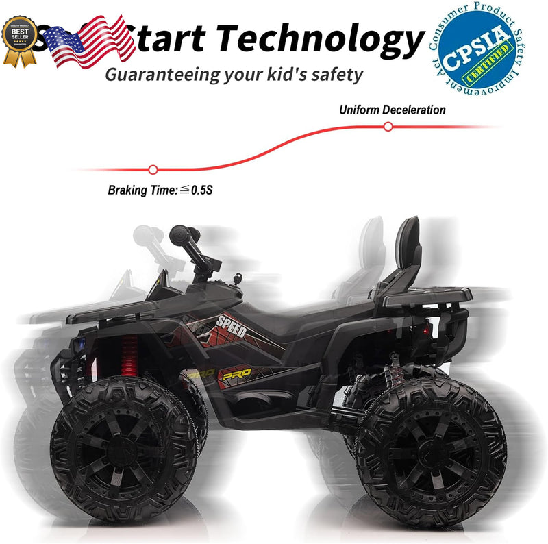 24V Kids 4-Wheeler ATV Ride-On Toy Car with 400W Motor for Older Kids Black Magic Cars 7