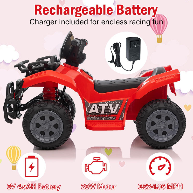 Kids 6V Ride-On 4-Wheeler ATV Toy Car for Boys and Girls with 1.8 MPH Max Speed Magic Cars 6