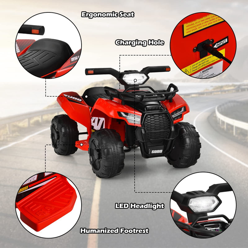 Battery-Powered Kids 4-Wheeler ATV with Front Storage Basket and Toddler Quad Design Magic Cars 4