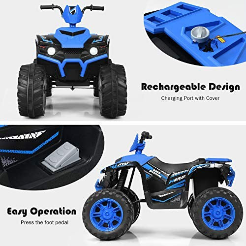 12V Blue Kids Electric Battery-Powered ATV with LED Lights and High & Low Speed Magic Cars 2