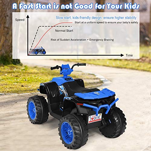 12V Blue Kids Electric Battery-Powered ATV with LED Lights and High & Low Speed Magic Cars 3