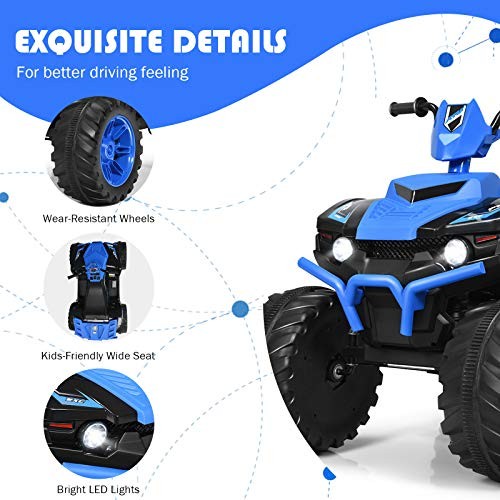 12V Blue Kids Electric Battery-Powered ATV with LED Lights and High & Low Speed Magic Cars 4