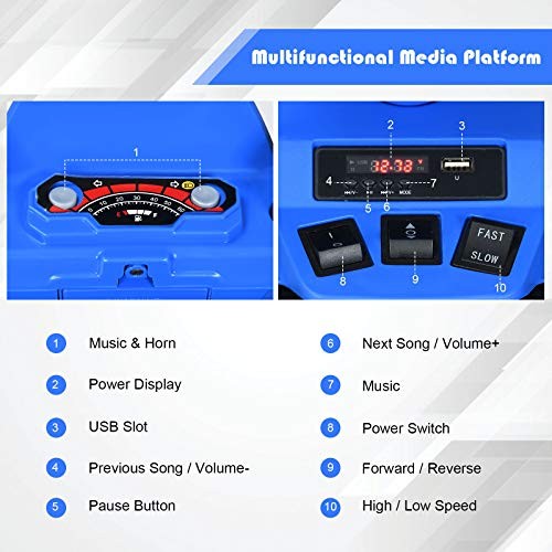 12V Blue Kids Electric Battery-Powered ATV with LED Lights and High & Low Speed Magic Cars 5