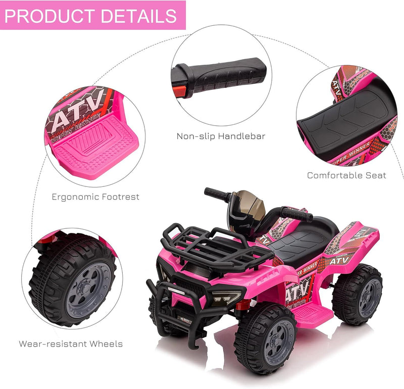 Motorized Kids 6V Battery-Powered Four Wheeler Ride-On ATV Quad Magic Cars 3