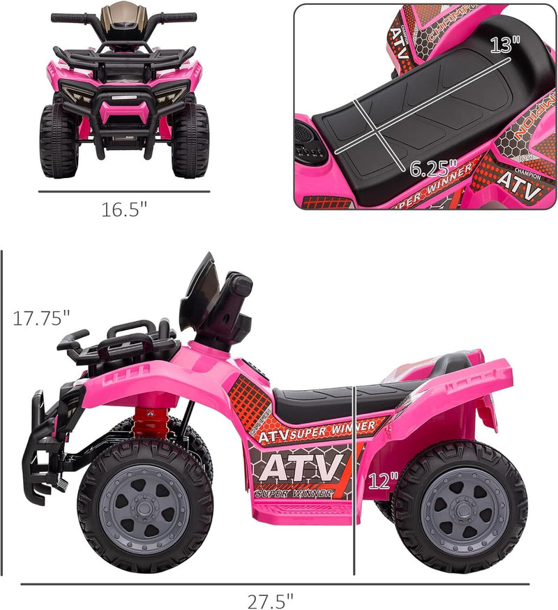 Motorized Kids 6V Battery-Powered Four Wheeler Ride-On ATV Quad Magic Cars 4