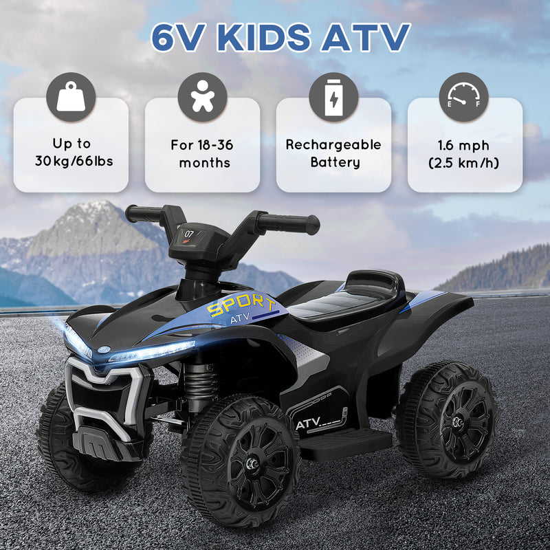 Rechargeable 6V Kids ATV Ride-On Toy with Forward and Reverse for Toddlers 1-3 Years Magic Cars 6