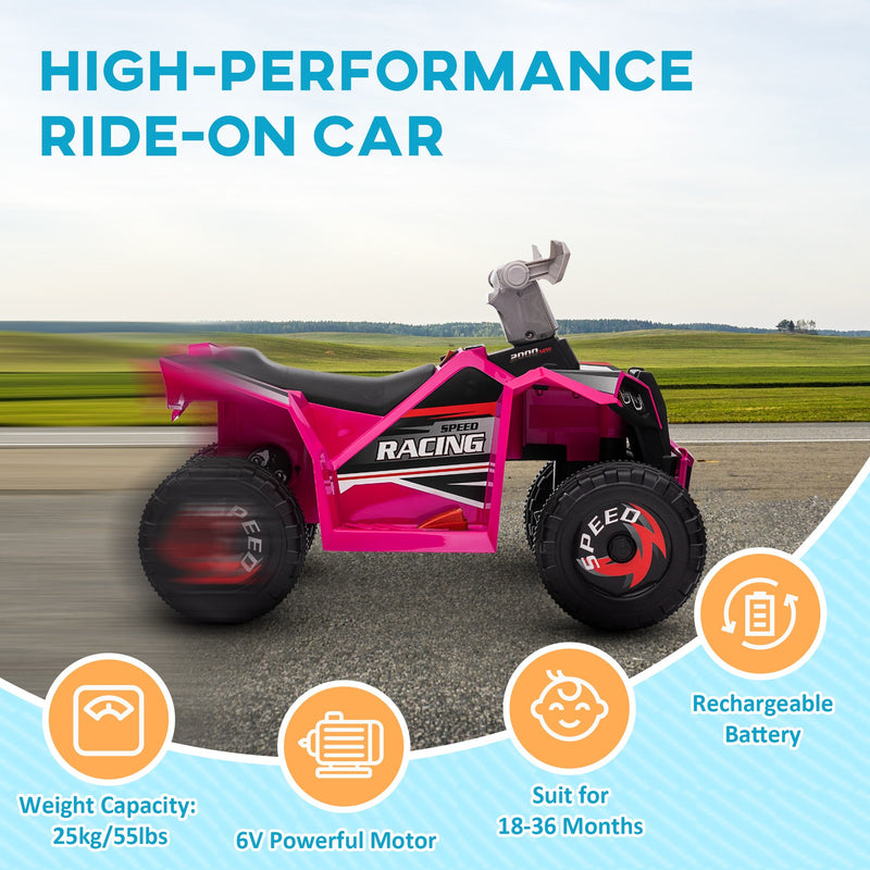 Kids 6V Pink Four-Wheeler ATV Quad Car with Forward and Backward Drive Magic Cars 5