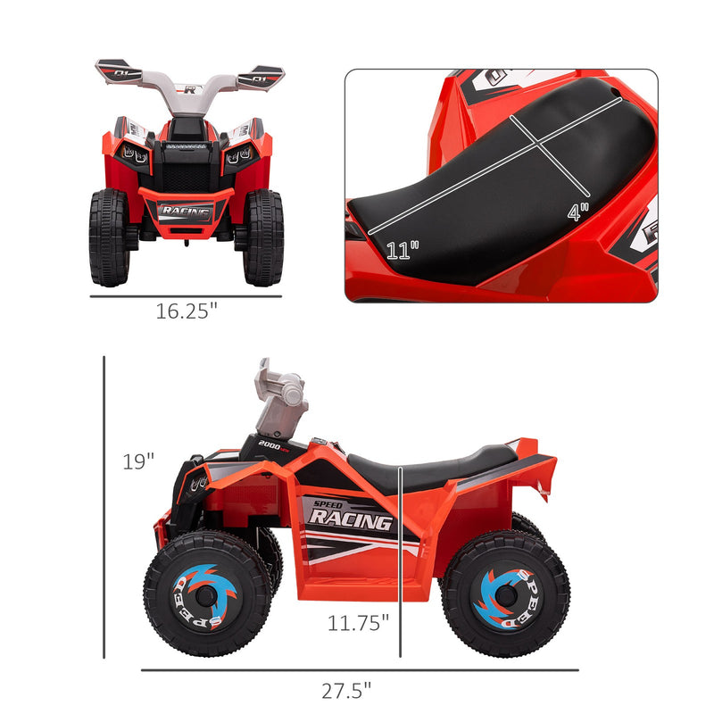 Kids 6V Red Four-Wheeler ATV Quad Car with Forward and Backward Drive Magic Cars 2