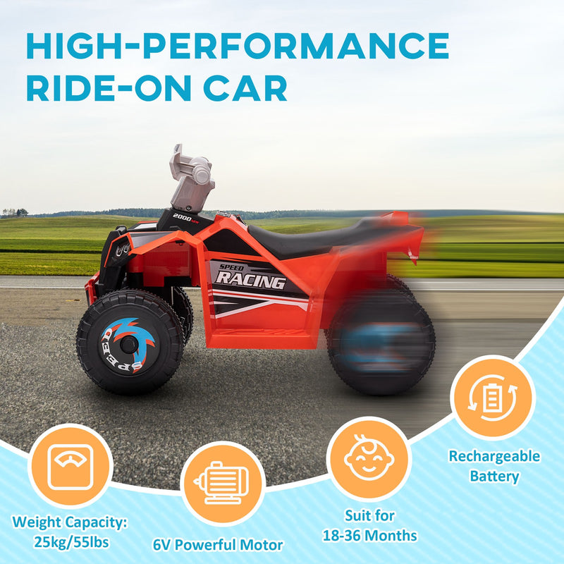 Kids 6V Red Four-Wheeler ATV Quad Car with Forward and Backward Drive Magic Cars 5
