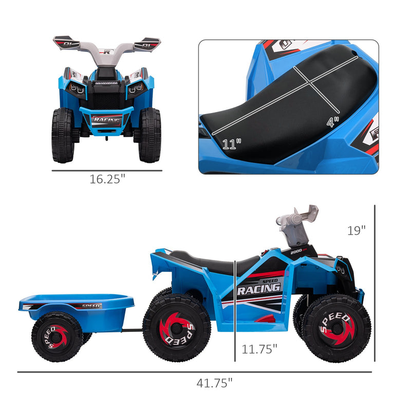 Kids Blue ATV Quad Car with Rear Trailer Magic Cars 1