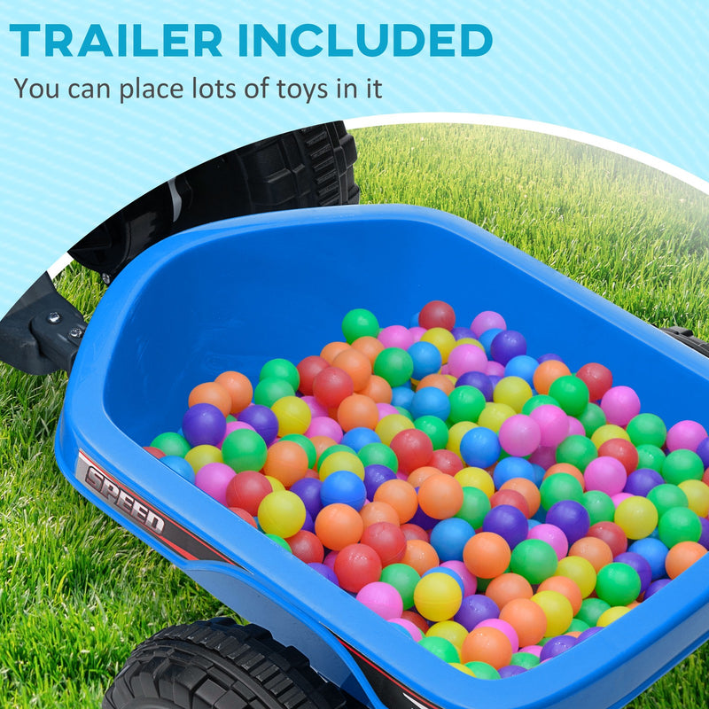 Kids Blue ATV Quad Car with Rear Trailer Magic Cars 4