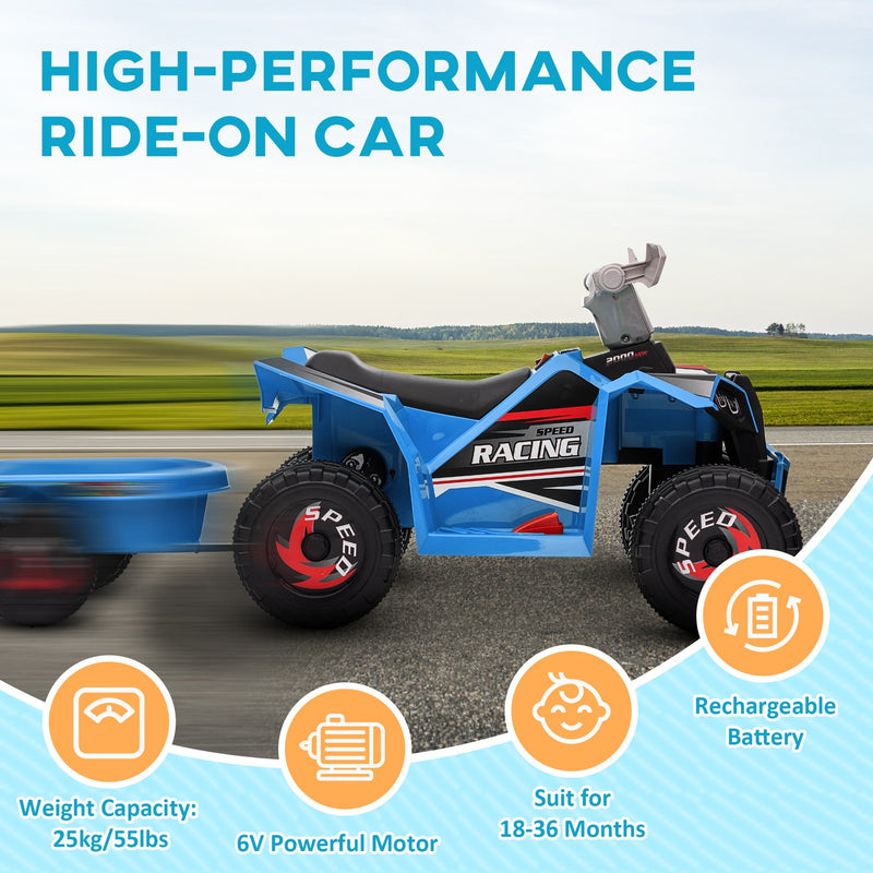 Kids Blue ATV Quad Car with Rear Trailer Magic Cars 6