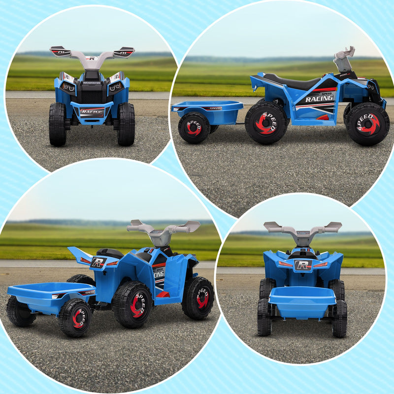 Kids Blue ATV Quad Car with Rear Trailer Magic Cars 9