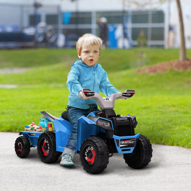 Kids Blue ATV Quad Car with Rear Trailer Magic Cars Variant 0