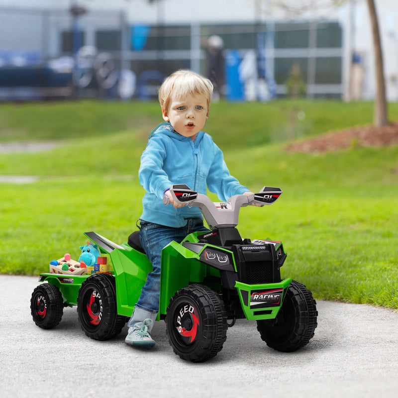 Kids Green ATV Quad Car with Rear Trailer Toy Magic Cars 0