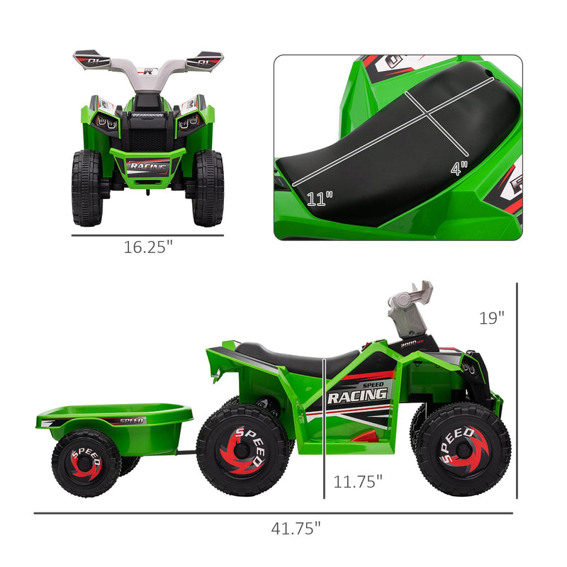 Kids Green ATV Quad Car with Rear Trailer Toy Magic Cars 1