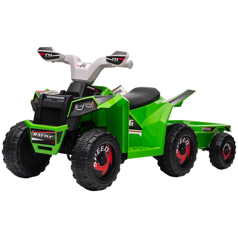Kids Green ATV Quad Car with Rear Trailer Toy Magic Cars 3