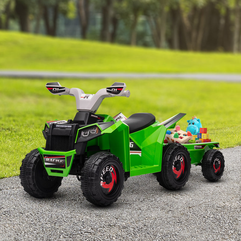 Kids Green ATV Quad Car with Rear Trailer Toy Magic Cars 8